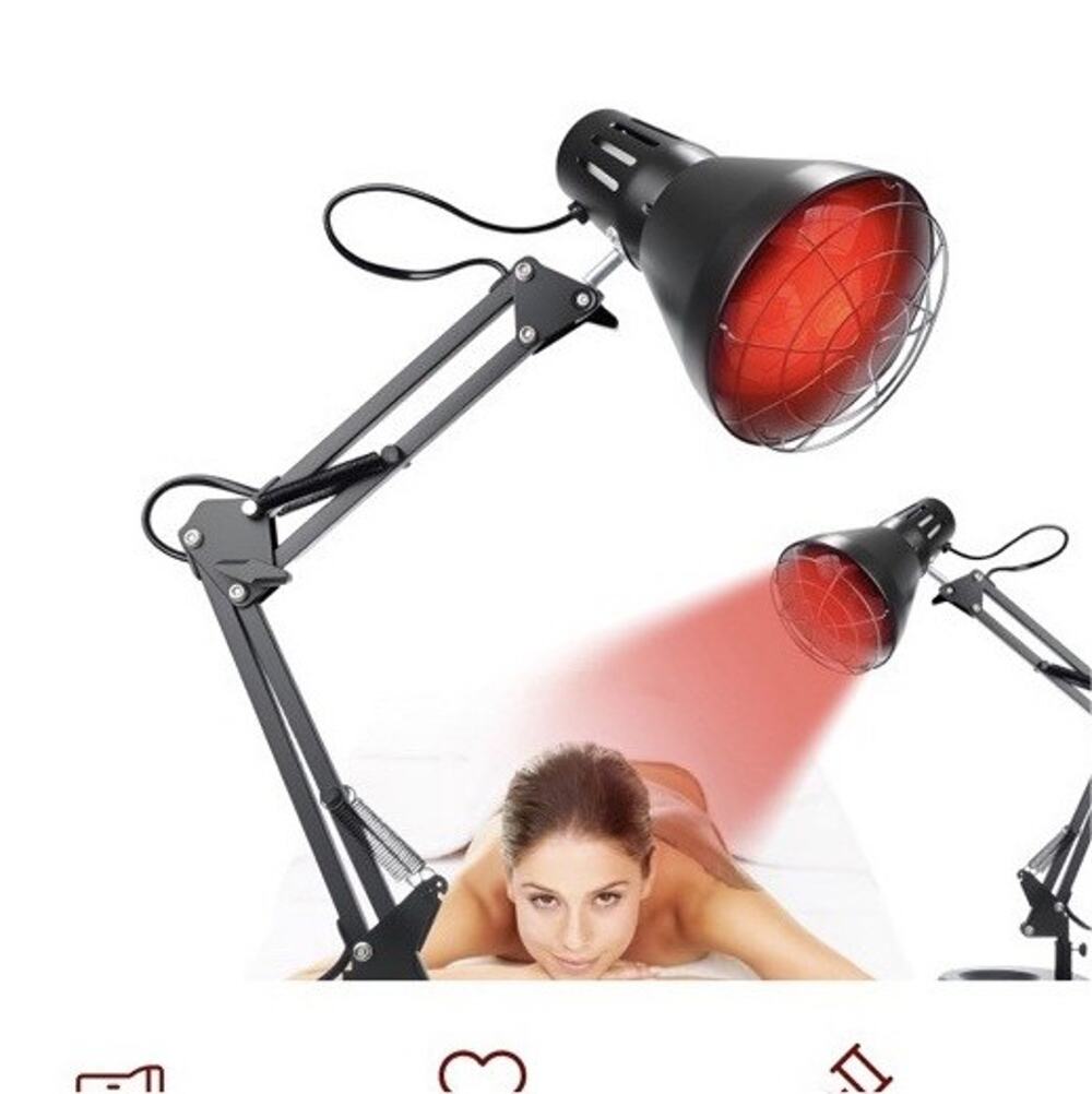 150W Infrared Red Light Therapy Heat Lamp, Adjustable Base, Black/Red